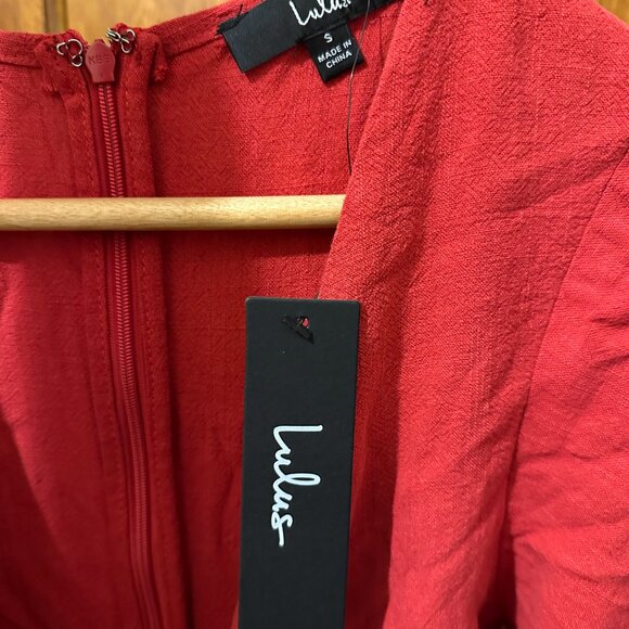 Lulus Summer Journey Red Tie-front Cutout Midi Dress - Size S - Picture 2 of 4